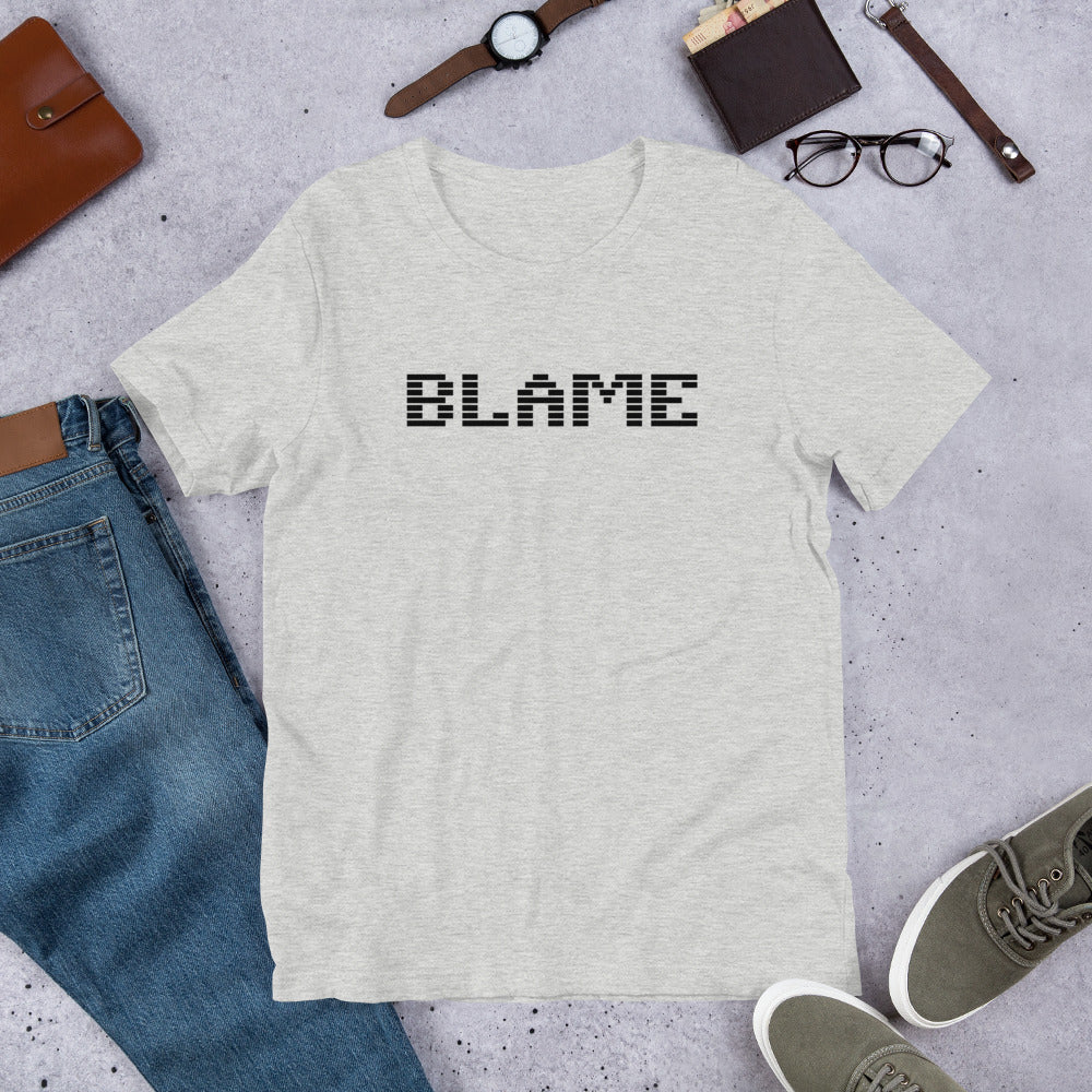 Blame Premium Black Retro Logo Short-Sleeve T-Shirt