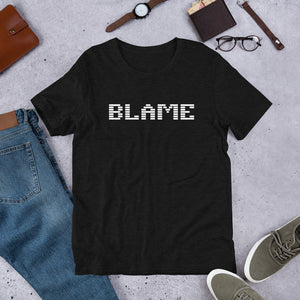 Blame Premium White Retro Logo Short-Sleeve T-Shirt