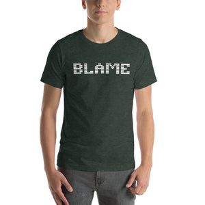 Blame Premium White Retro Logo Short-Sleeve T-Shirt