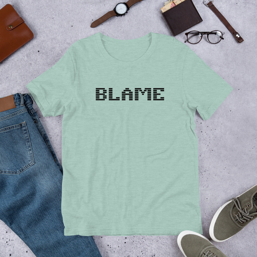 Blame Premium Black Retro Logo Short-Sleeve T-Shirt